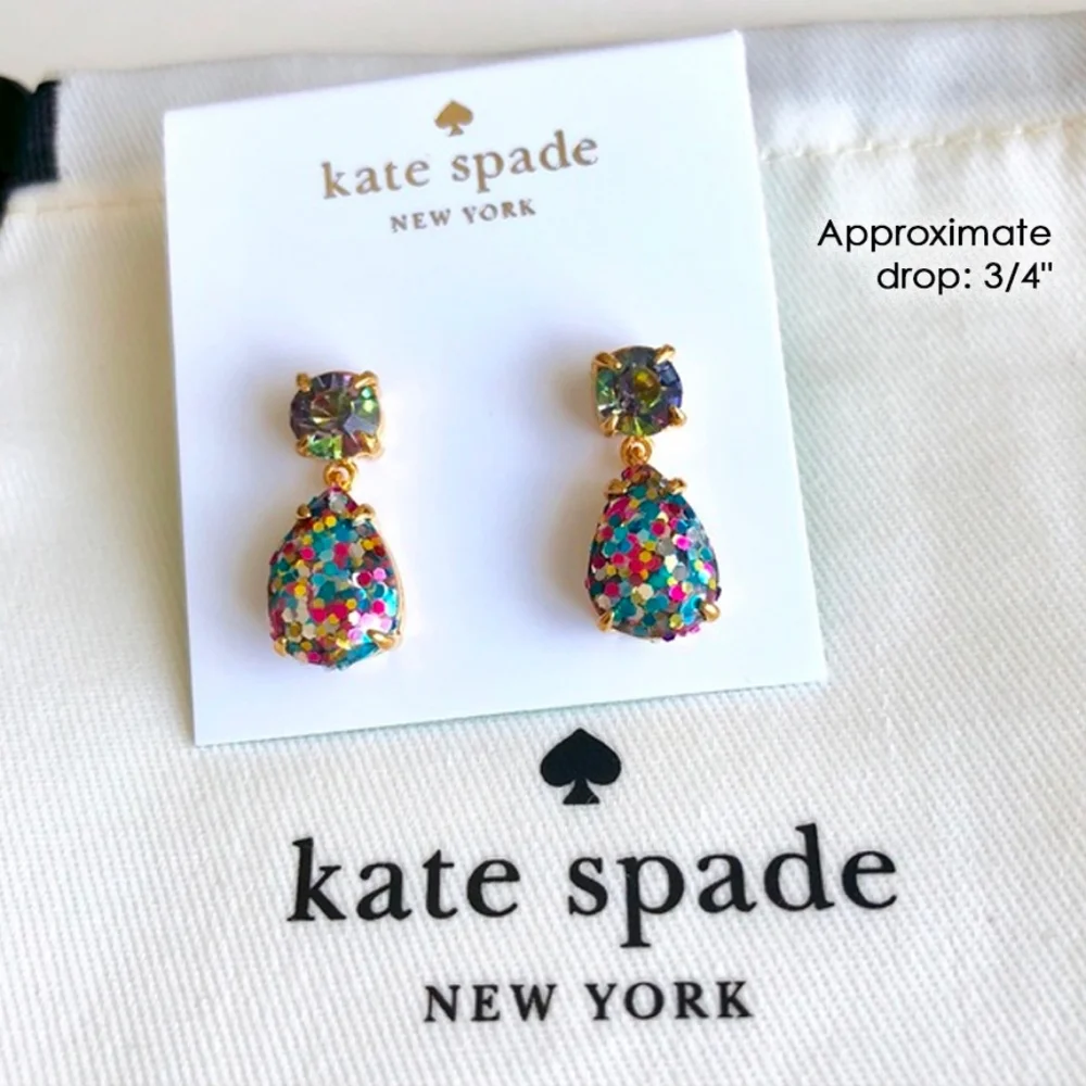 Glitter Pear Stone Drop Earringswith Dust Bag